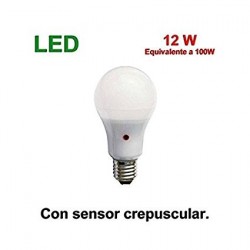 Lampada standard de led com sensor crepuscular 12w 6000k e27