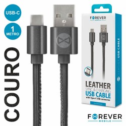 CABO USB type-C 1MT COURO PRETO FOREVER