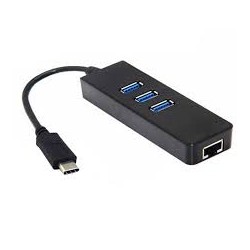 USB-C / Tipo-C a 3 portas USB 3.0 HUB + RJ45 Adaptador Ethernet de alta velocidade Gigabit Adaptador LAN multifuncional