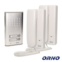 Kit Telefone Audio Porteiro c/ 2 Unidades Interiores 2 Habitações - ORNO