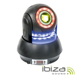 Moving Head 30W 7 Gobos / 3 Anéis LED RGB DMX Mic IBIZA