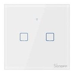 Interruptor duplo (2 Gang) Smart Wifi+RF touch em vidro de encastrar - Sonoff TX