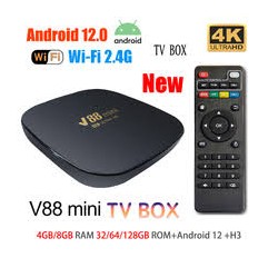 V88 smart tv box android12  quad core 2.4g wifi 8k  4gb + 32gb